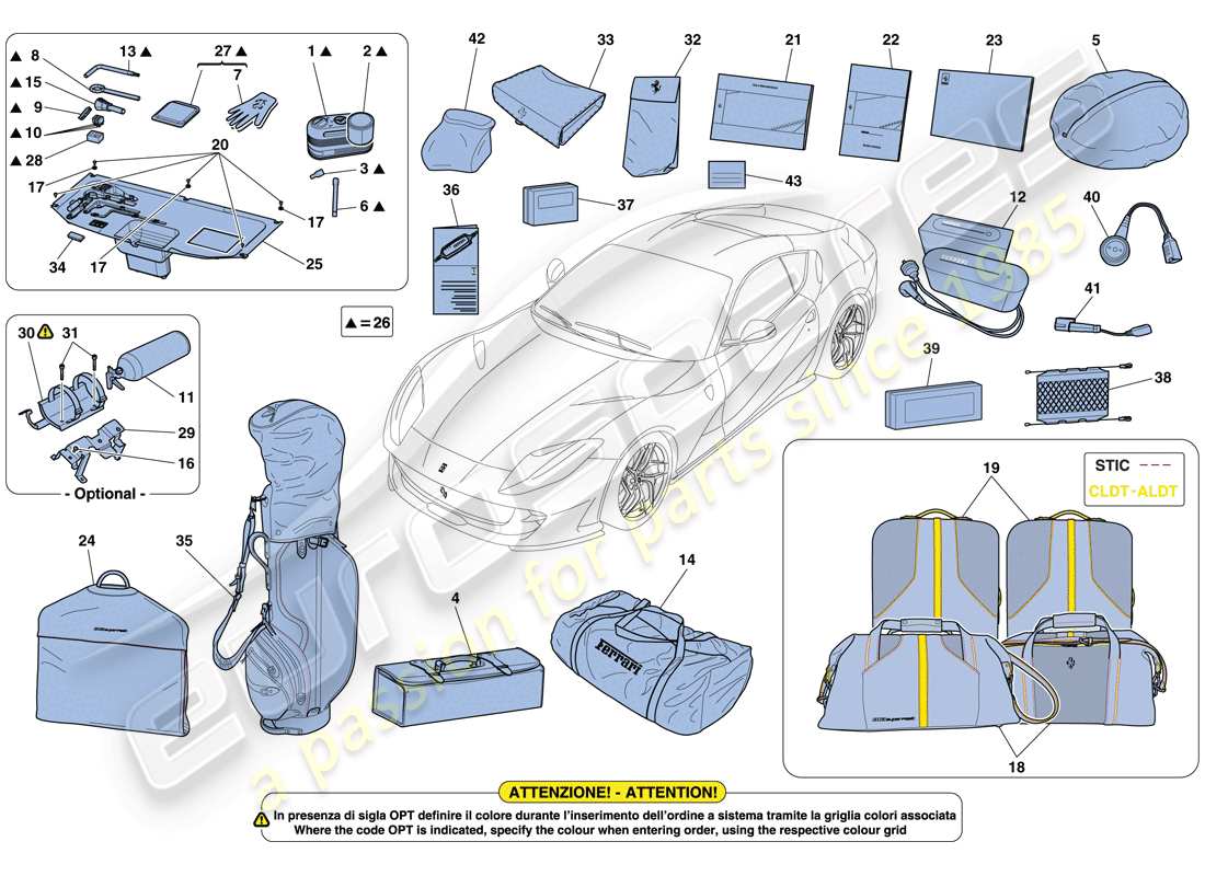 Ferrari 812 Superfast (Europa) MIT DEM FAHRZEUG GELIEFERTE WERKZEUGE UND ZUBEHÖR Teildiagramm