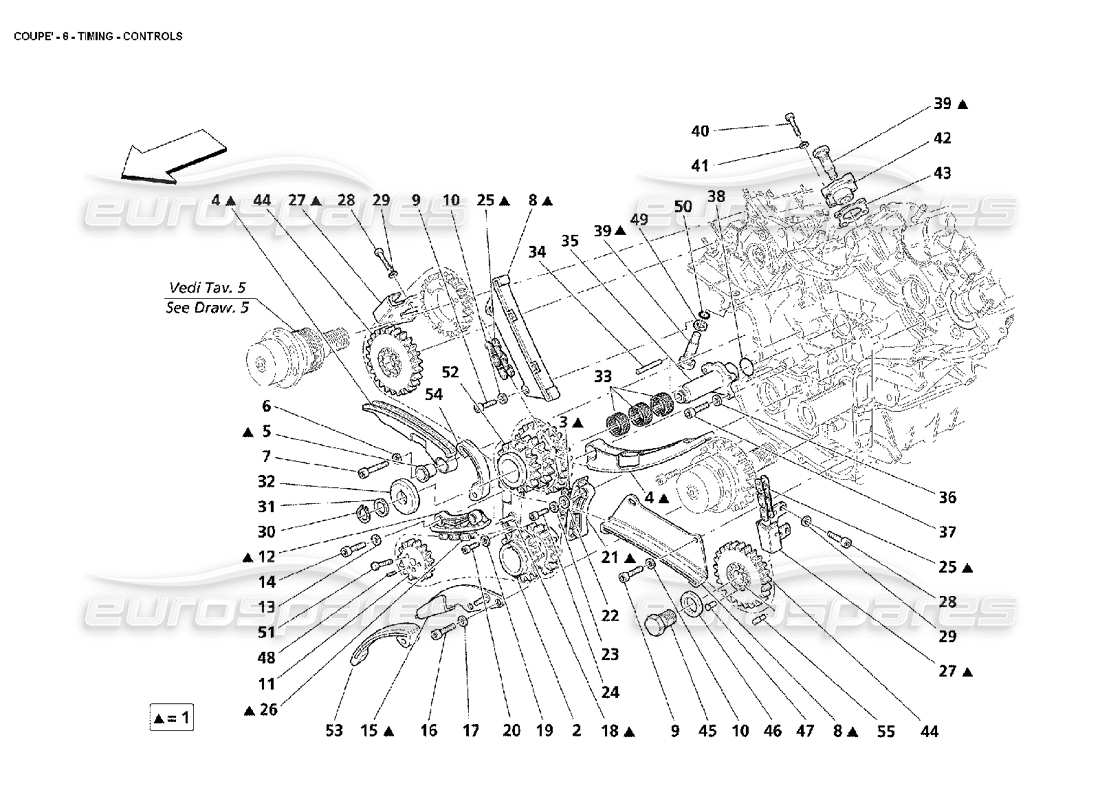 Maserati 4200 Coupé (2002) Timing – Kontrollen Teilediagramm