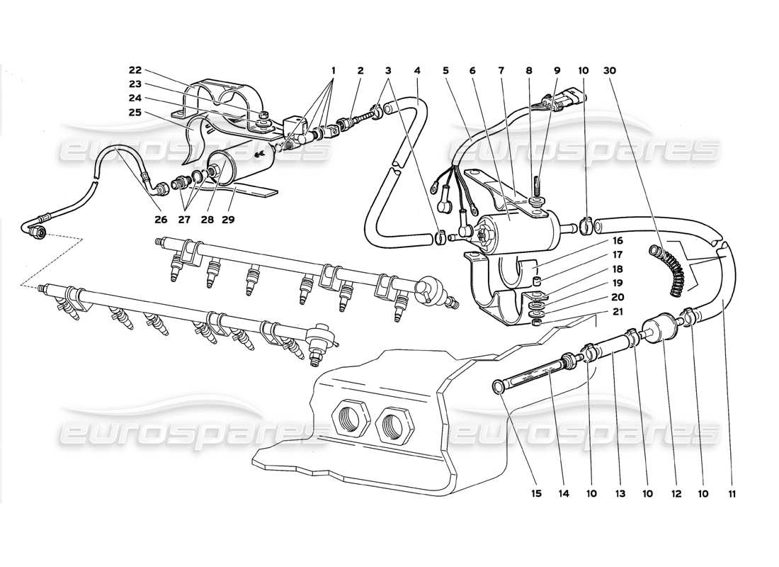 Lamborghini Diablo GT (1999) Kraftstoffsystem Teilediagramm