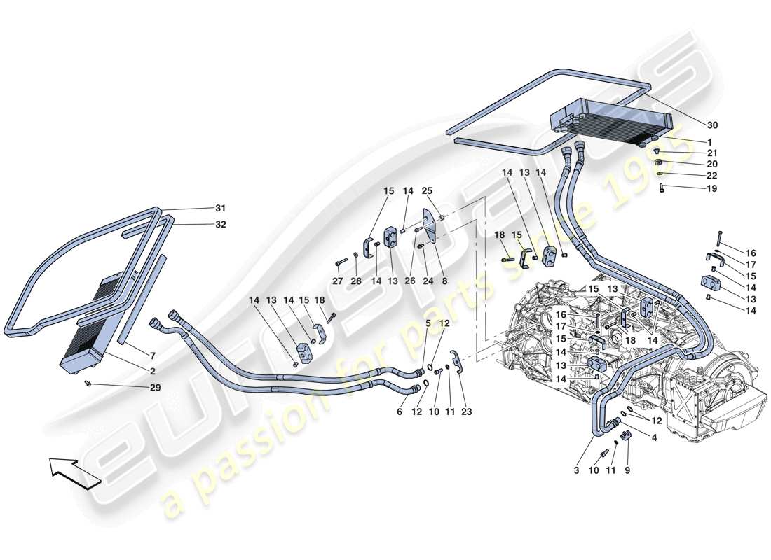 Ferrari LaFerrari Aperta (USA) Getriebeölkühlsystem Teildiagramm