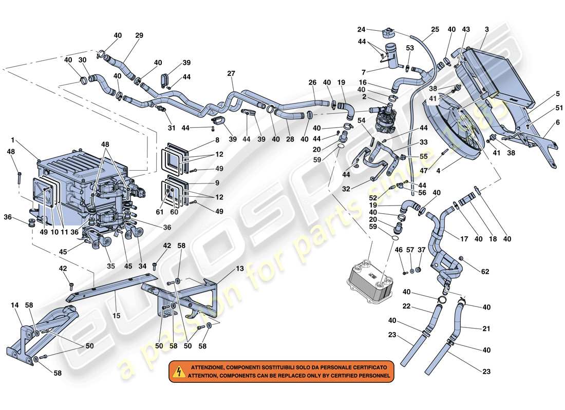 Ferrari LaFerrari Aperta (USA) Wechselrichter und Kühlung Teildiagramm