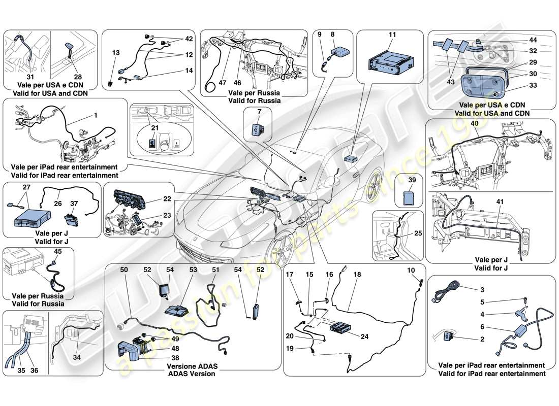 Ferrari GTC4 Lusso (RHD) INFOTAINMENT-SYSTEM Teildiagramm