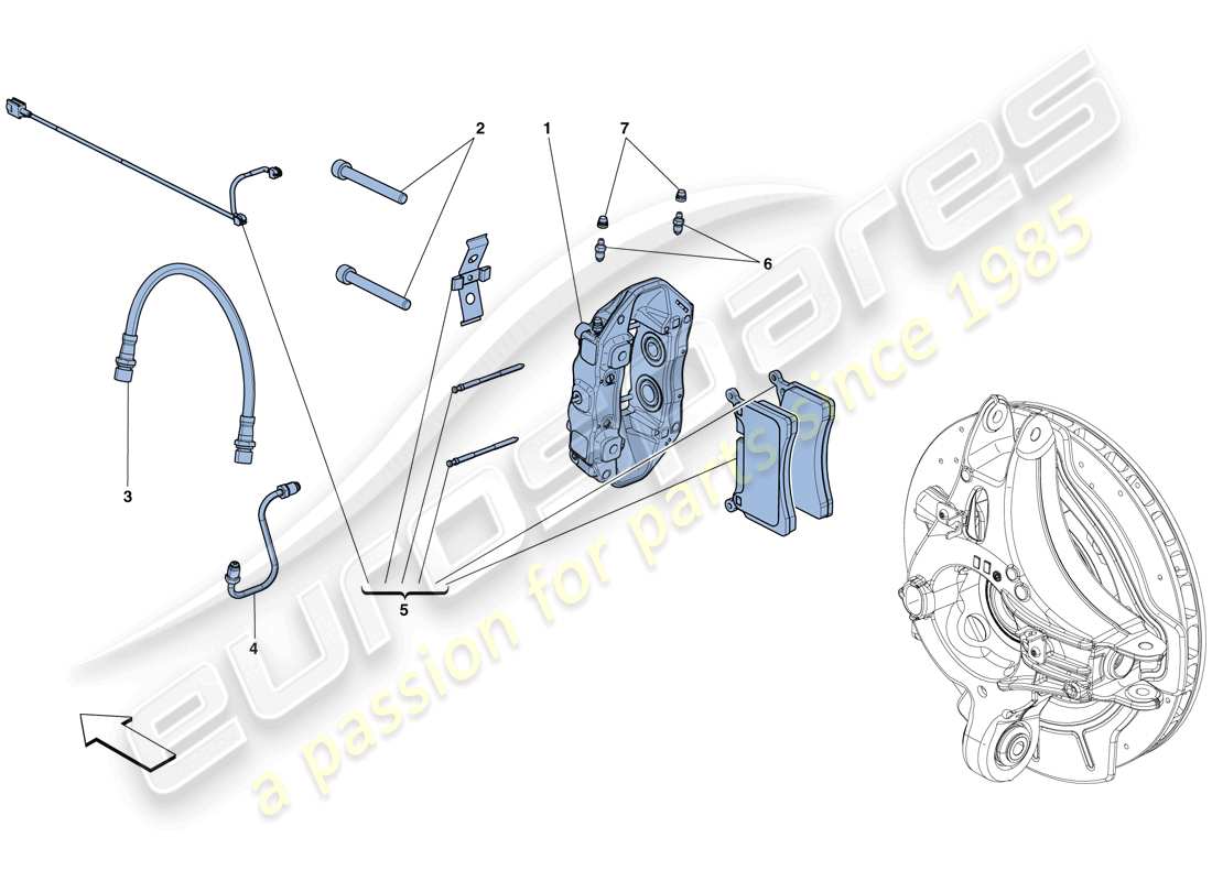 Ferrari GTC4 Lusso (USA) HINTERE BREMSSÄTTEL Teilediagramm