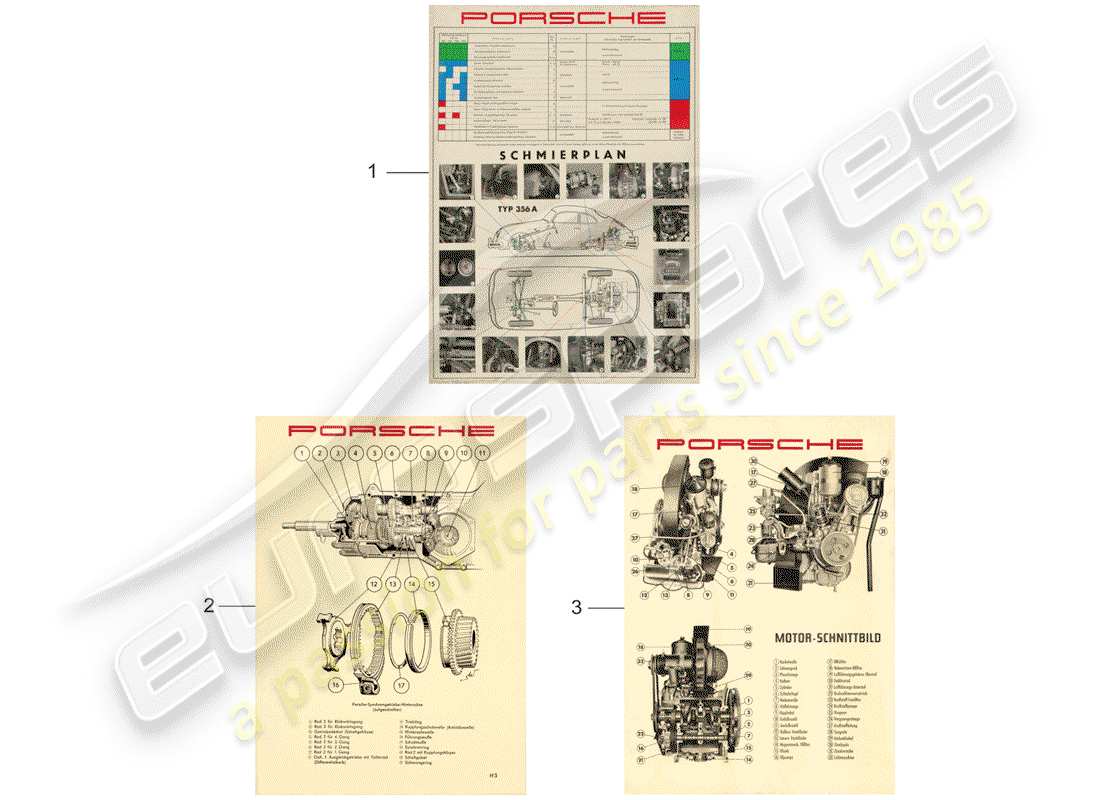Porsche Classic accessories (1963) BILD - SCHMIERPLAN - SCHALTPLAN Teildiagramm