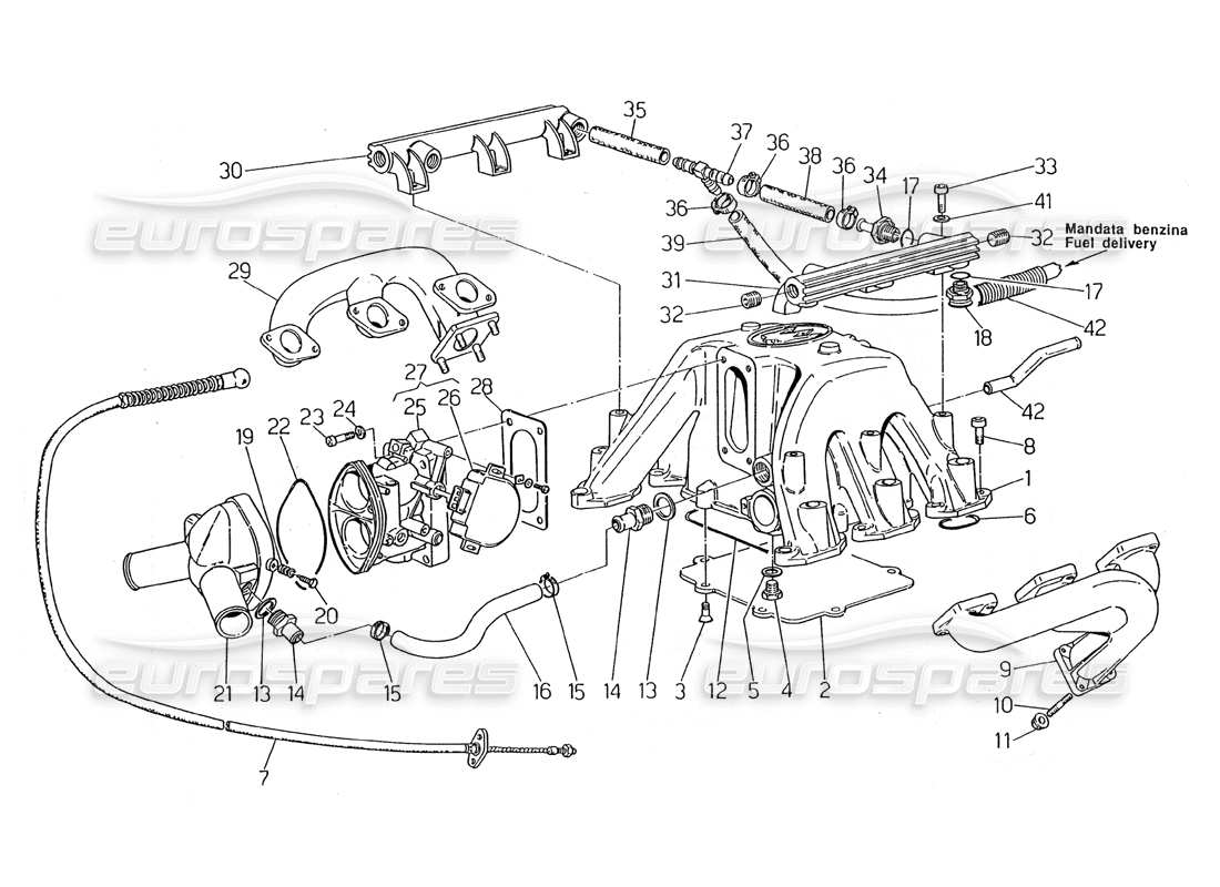 Maserati 2.24v Ansaug- und Abgaskrümmer Teilediagramm