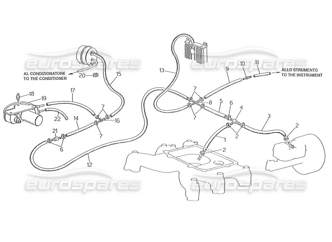 Maserati Karif 2.8 Verdampfungssystem (Linkslenkung ohne Lambdafühler) Teildiagramm