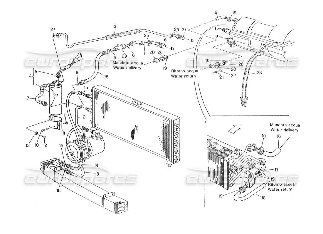 Maserati Karif 2.8 Klimaanlage, linke Lenkung (Pro-Modif.), Teildiagramm