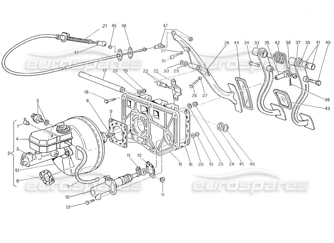 Maserati Karif 2.8 Pedalbaugruppe – Bremskraftverstärker Kupplung Pumpe (Fahrzeuge mit Linkslenkung), Teildiagramm