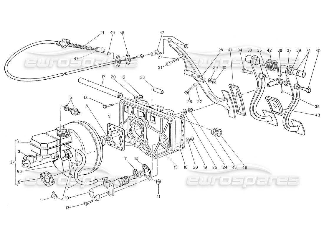 Maserati Karif 2.8 Pedalbaugruppe – Bremskraftverstärker Kupplung Pumpe (Fahrzeuge mit Rechtslenkung), Teildiagramm