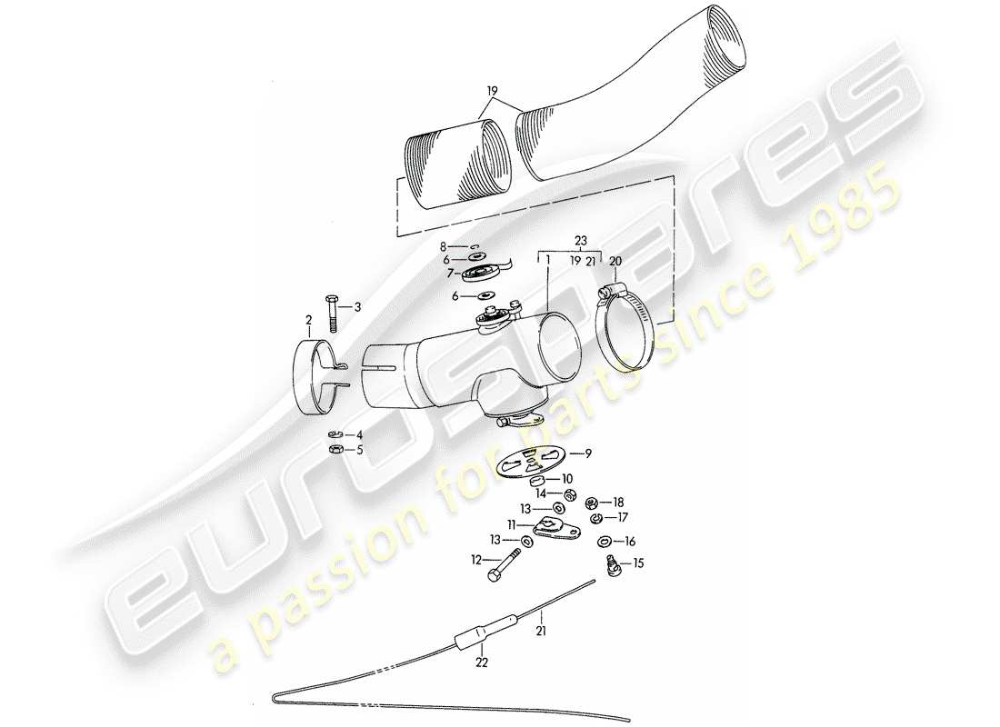 Porsche 356B/356C (1964) HEIZLUFTVERSORGUNG – D – MJ 1964>> Teildiagramm