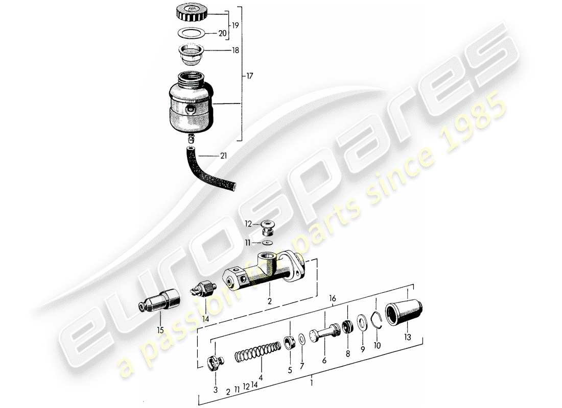 Porsche 356B/356C (1964) Hauptbremszylinder – Behälter für – Bremsflüssigkeit Teildiagramm