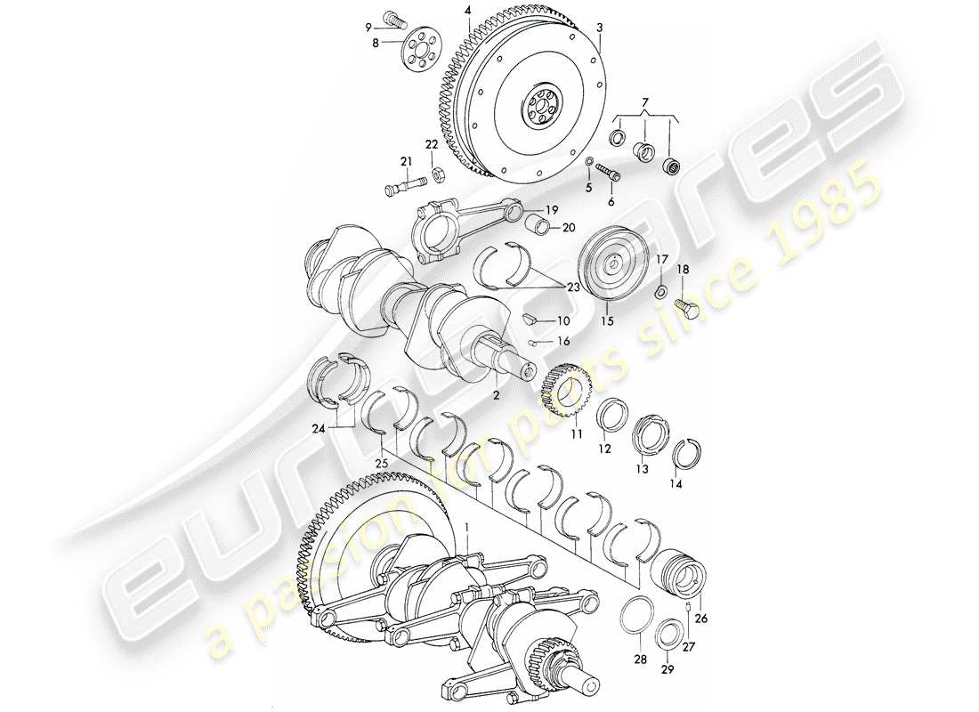 Porsche 911 (1972) KURBELWELLE - UND - PLEUEL Teildiagramm