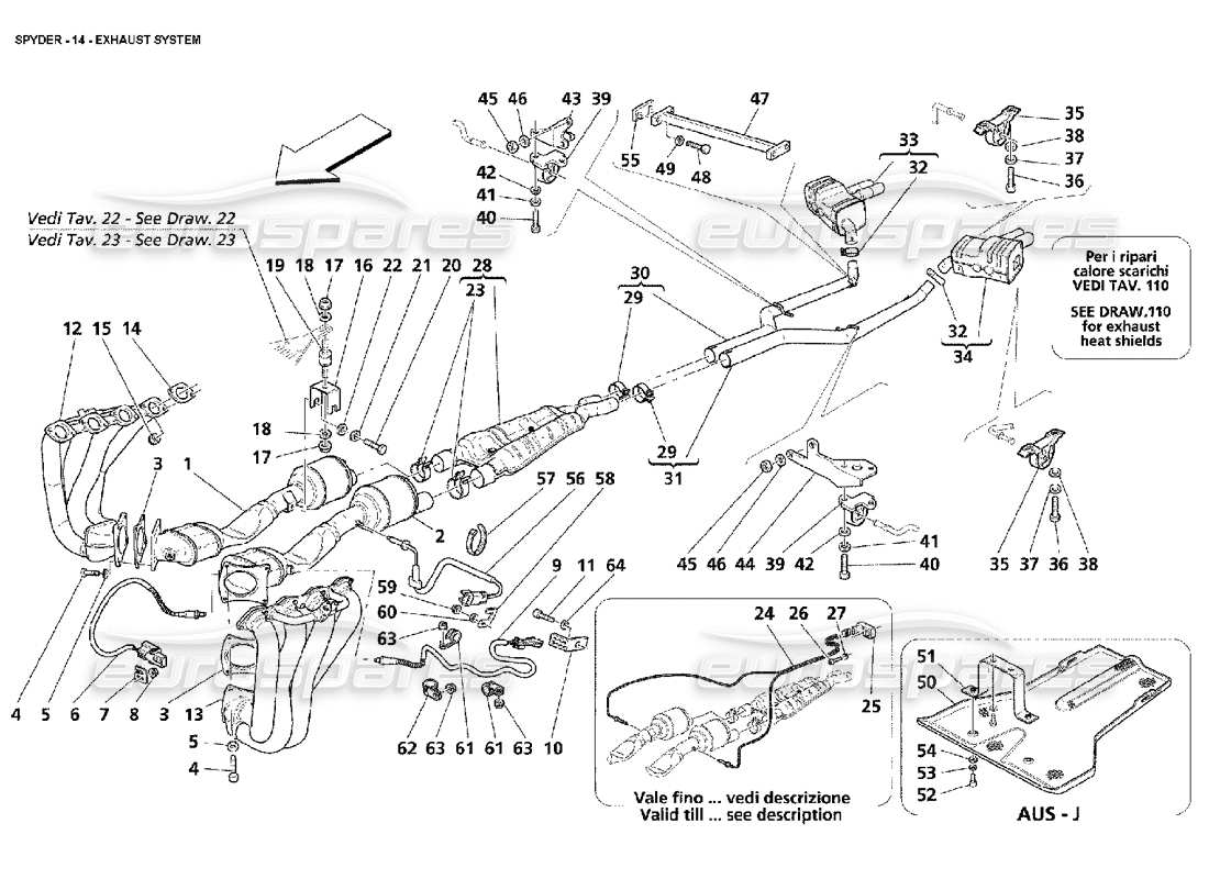 Maserati 4200 Spyder (2002) Abgassystem Teilediagramm