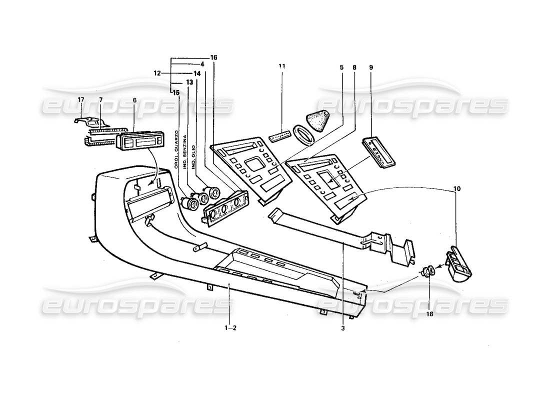 Ferrari 412 (Karosserie) Centre Console & Gauges Teilediagramm