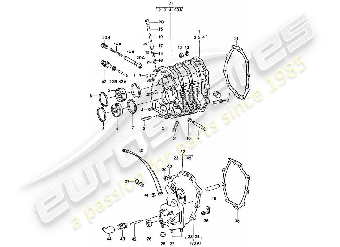 Porsche 911 (1978) GETRIEBEGEHÄUSE – GETRIEBEABDECKUNG Teildiagramm