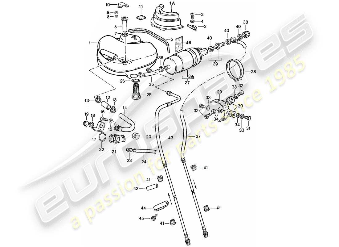Porsche 911 (1984) Kraftstoffsystem Teildiagramm