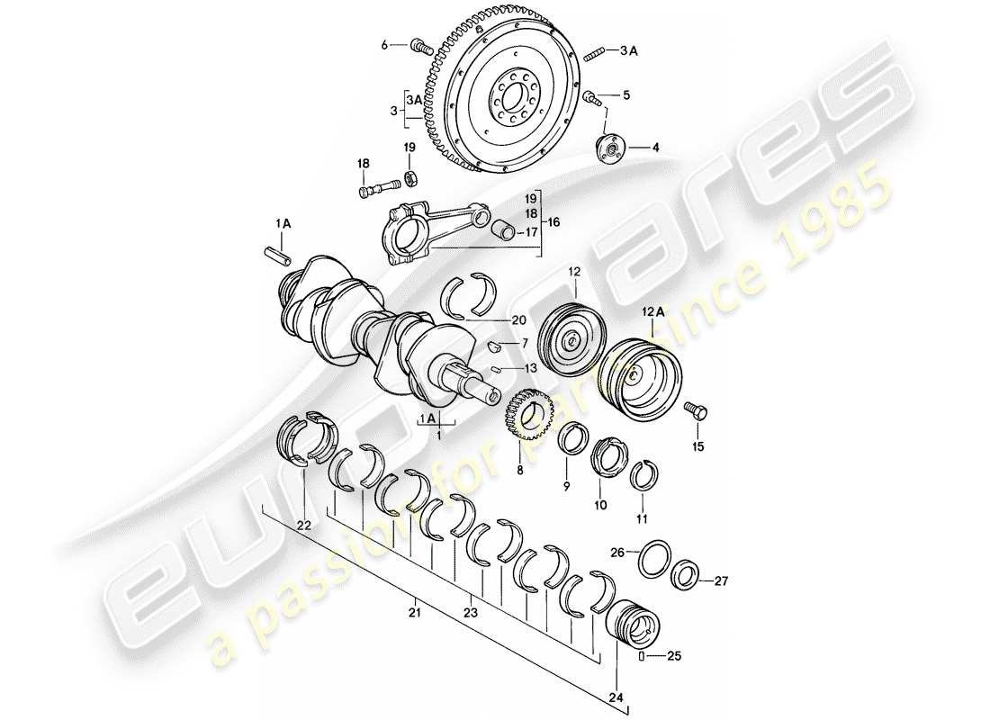 Porsche 911 (1986) Kurbelwelle Teildiagramm