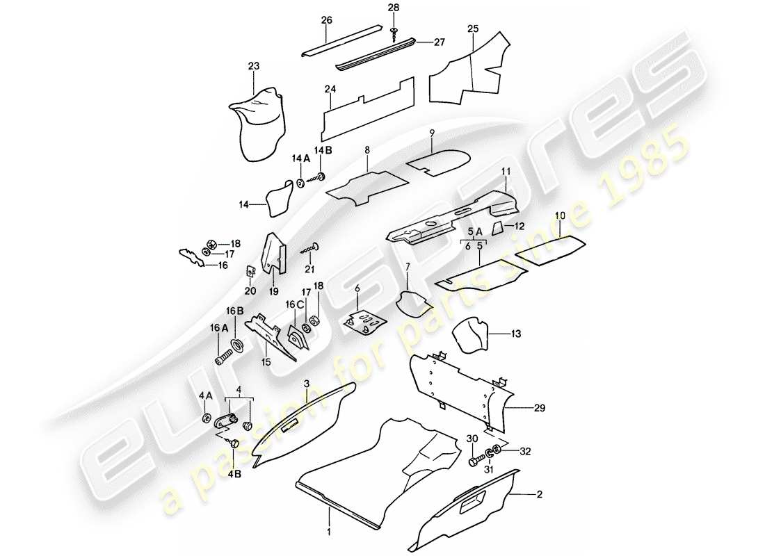 Porsche 911 (1986) Innenausstattung Teildiagramm