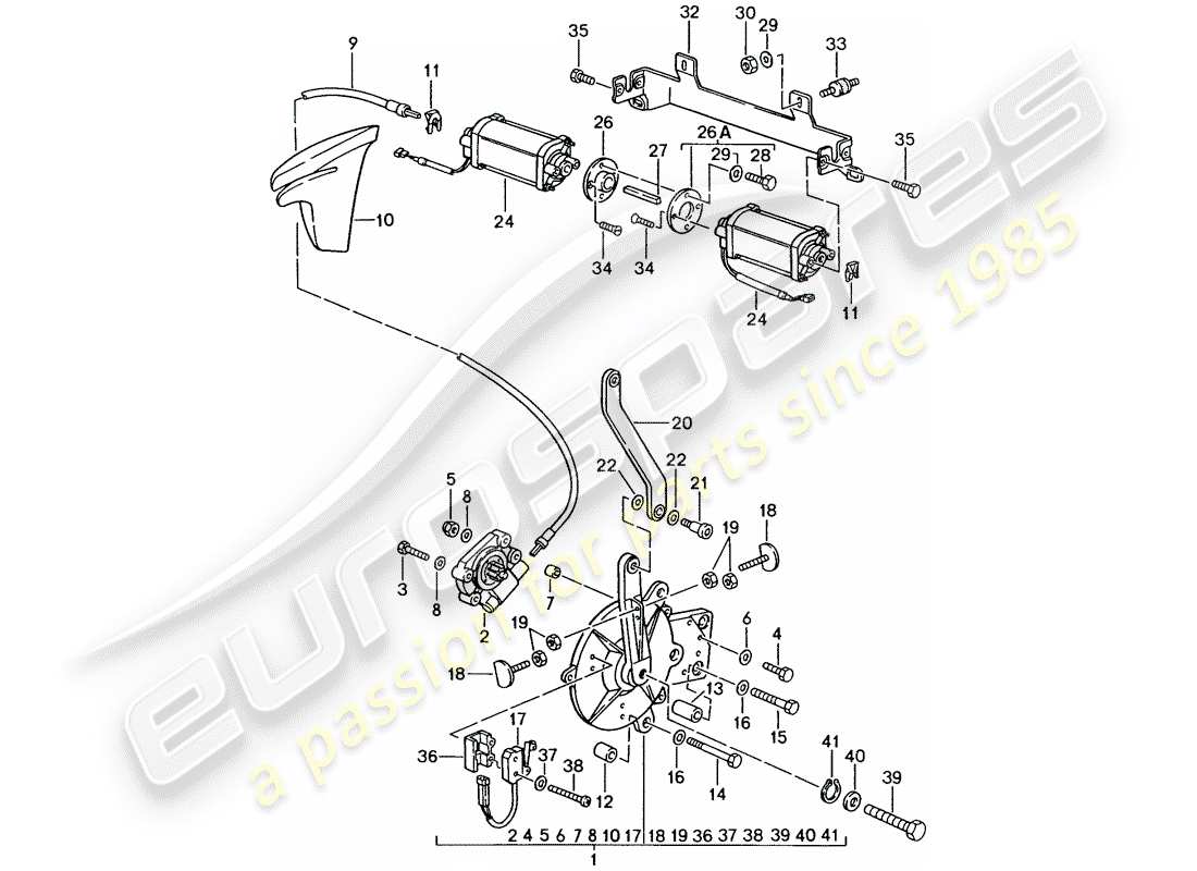 Porsche 911 (1986) CABRIOVERDECK – ANTRIEBSMECHANISMUS – D – MJ 1986>> Teildiagramm