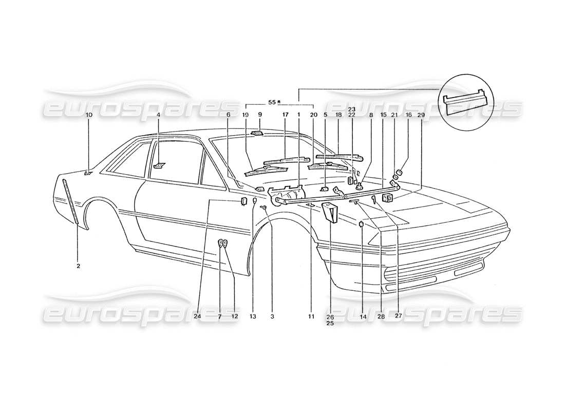 Ferrari 400 GT / 400i (Karosserie) Wiper Motor & Wiper arms Teilediagramm