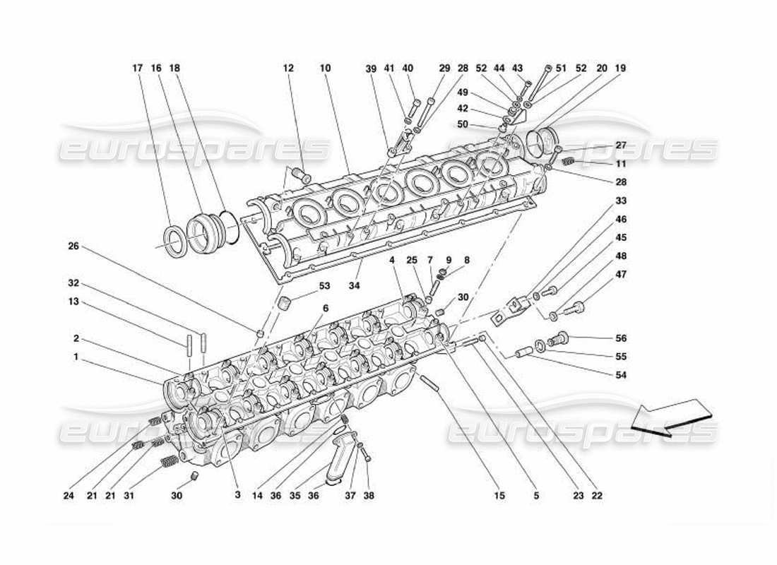 Ferrari 550 Barchetta Teilediagramm des linken Zylinderkopfes