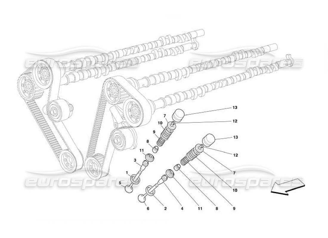 Ferrari 550 Barchetta Timing – Ventile Teilediagramm