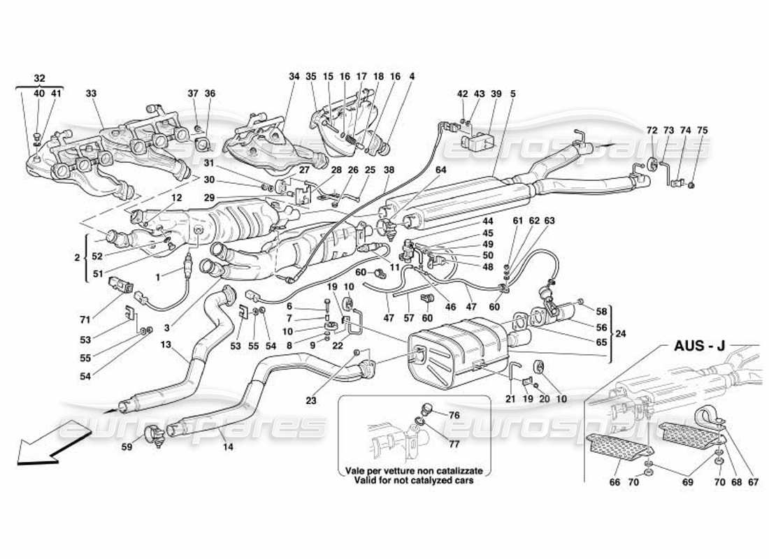 Ferrari 550 Barchetta Abgassystem Teilediagramm
