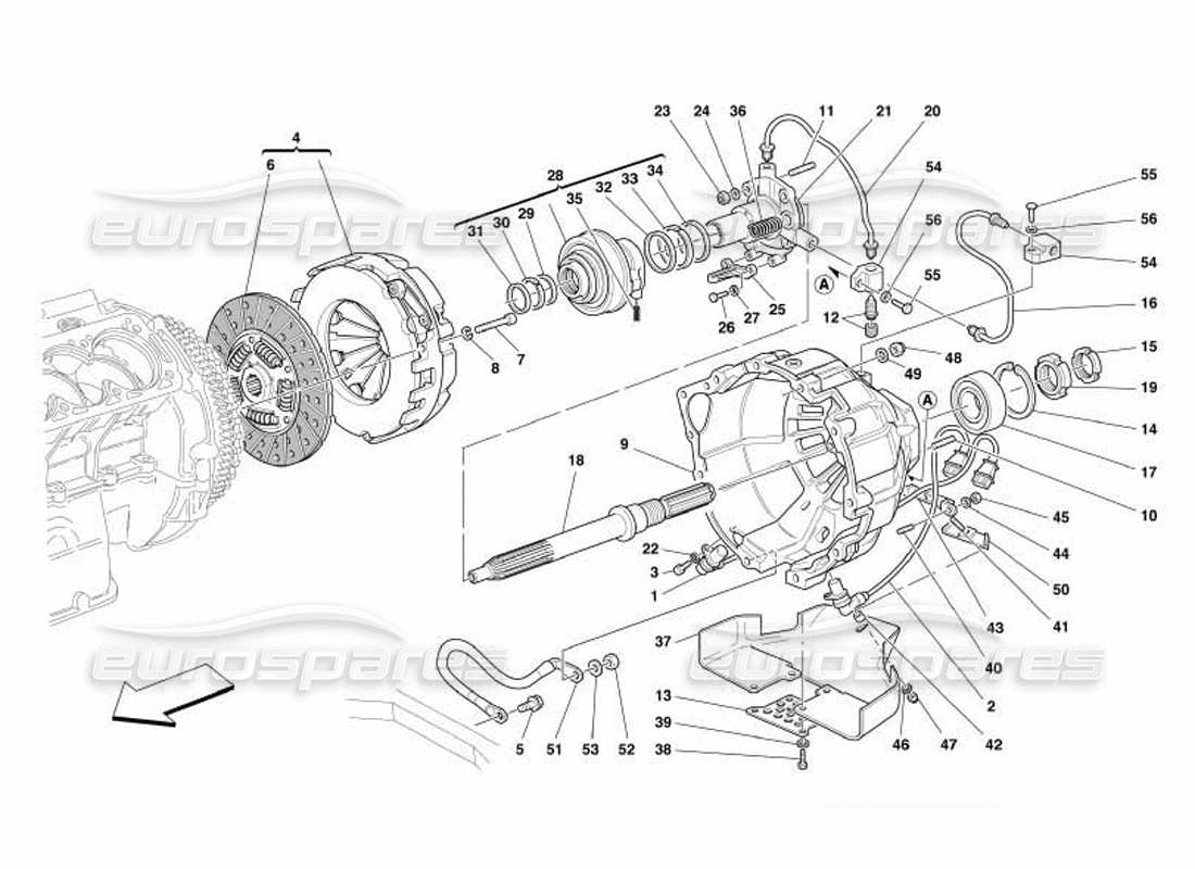 Ferrari 550 Barchetta Kupplung – Bedienelemente Teilediagramm