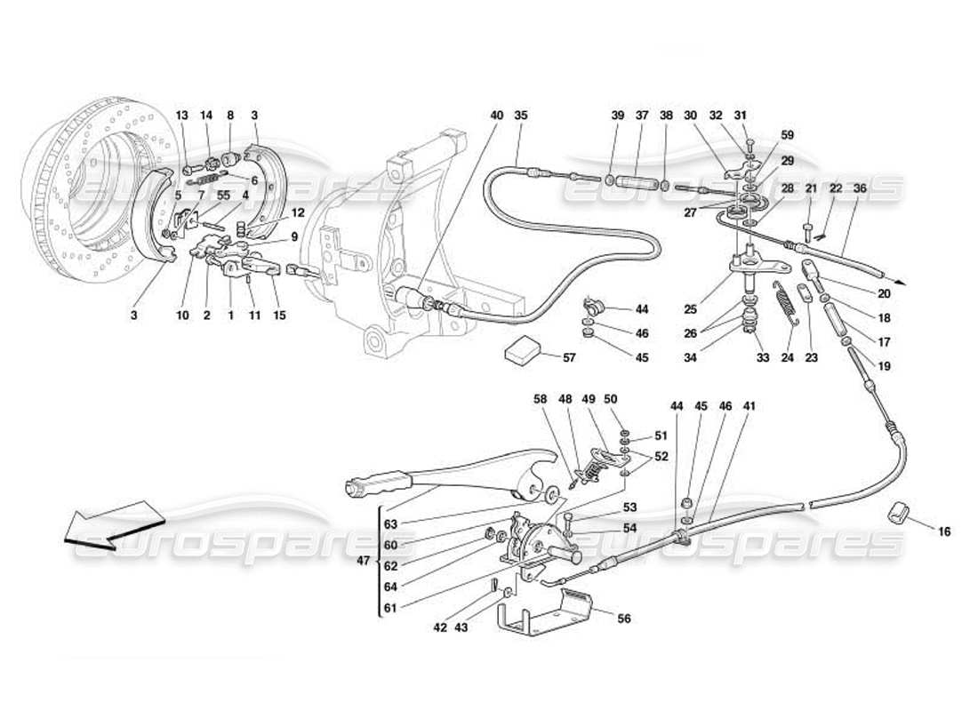 Ferrari 550 Barchetta Handbremssteuerung Teilediagramm