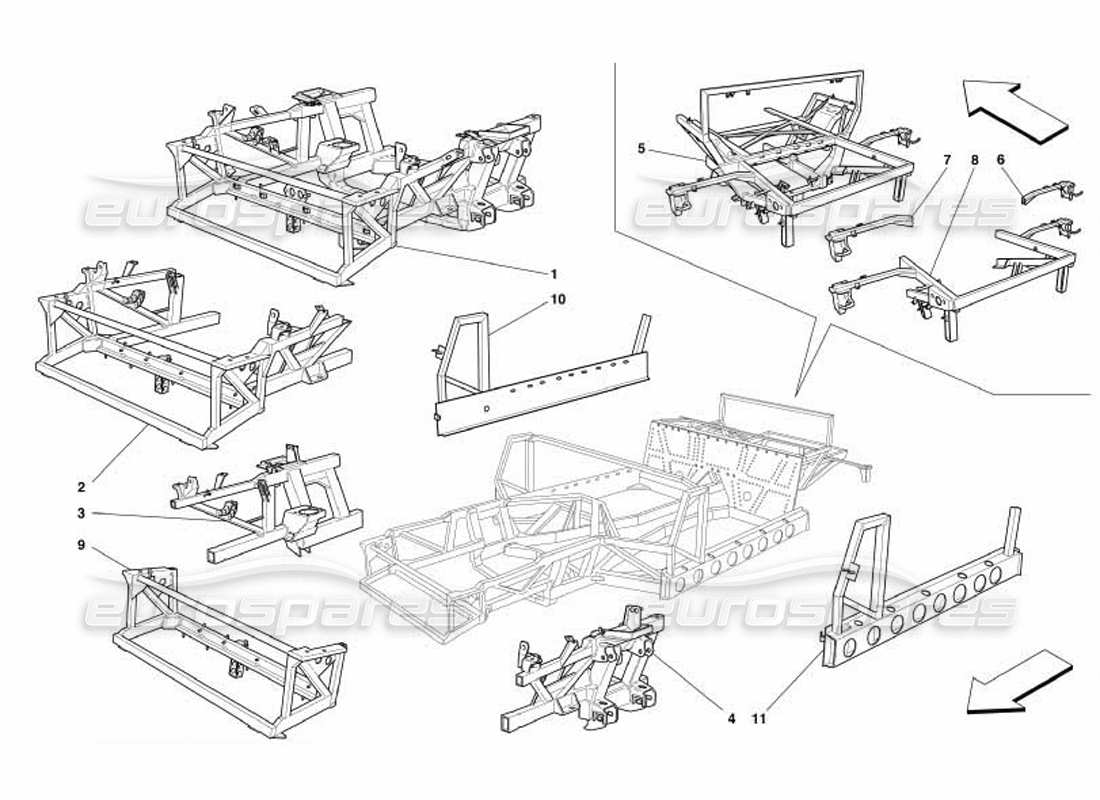 Ferrari 550 Barchetta Rahmen und Strukturen Teilediagramm
