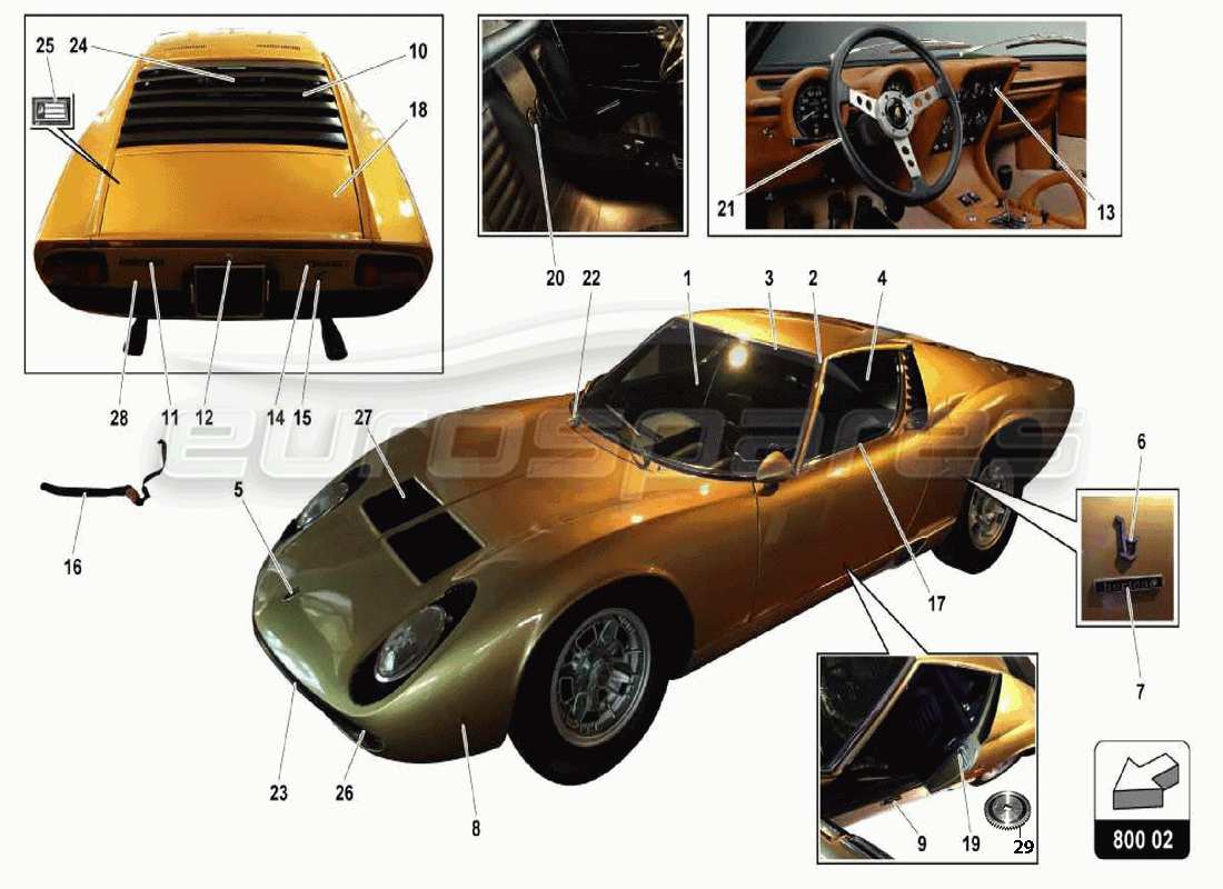 Lamborghini Miura P400 Körper Teilediagramm