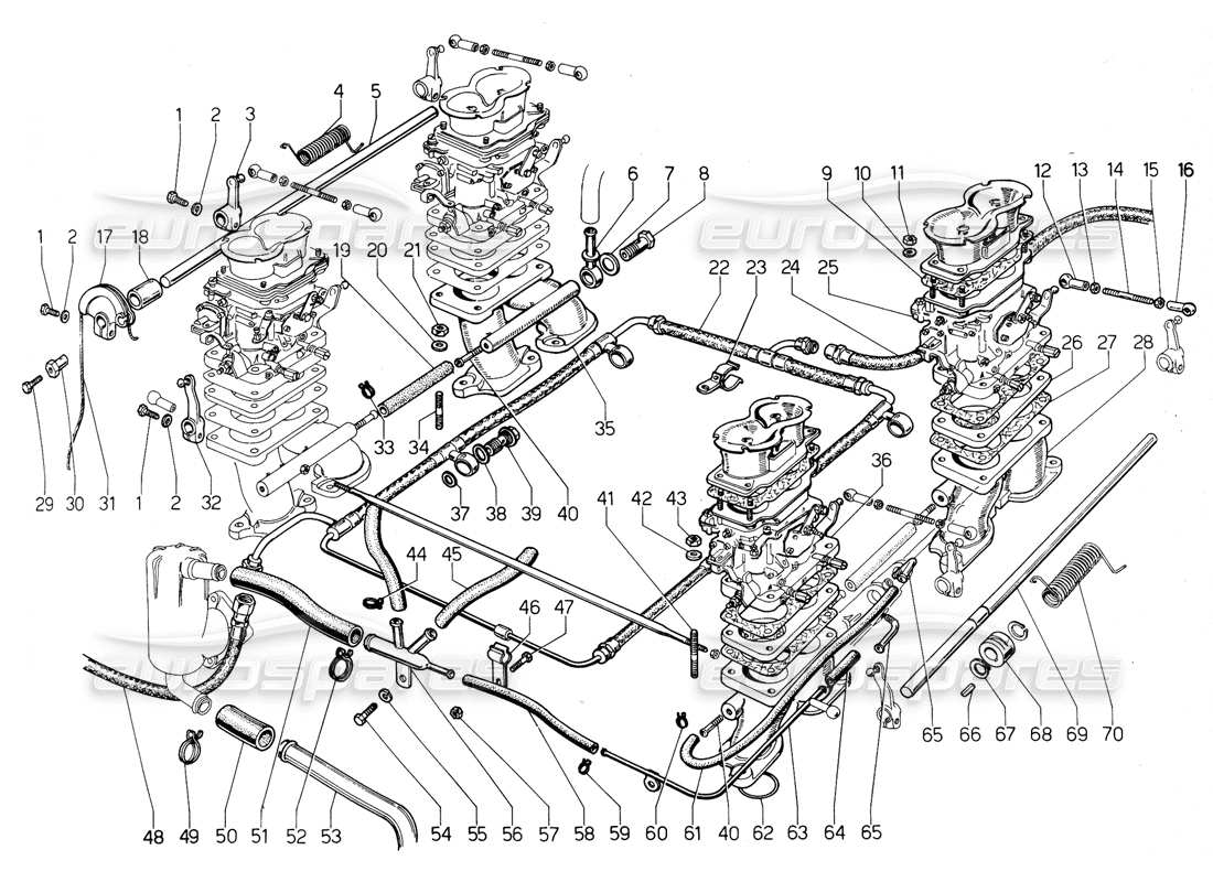 Lamborghini Urraco P300 Kraftstoffsystem Teilediagramm