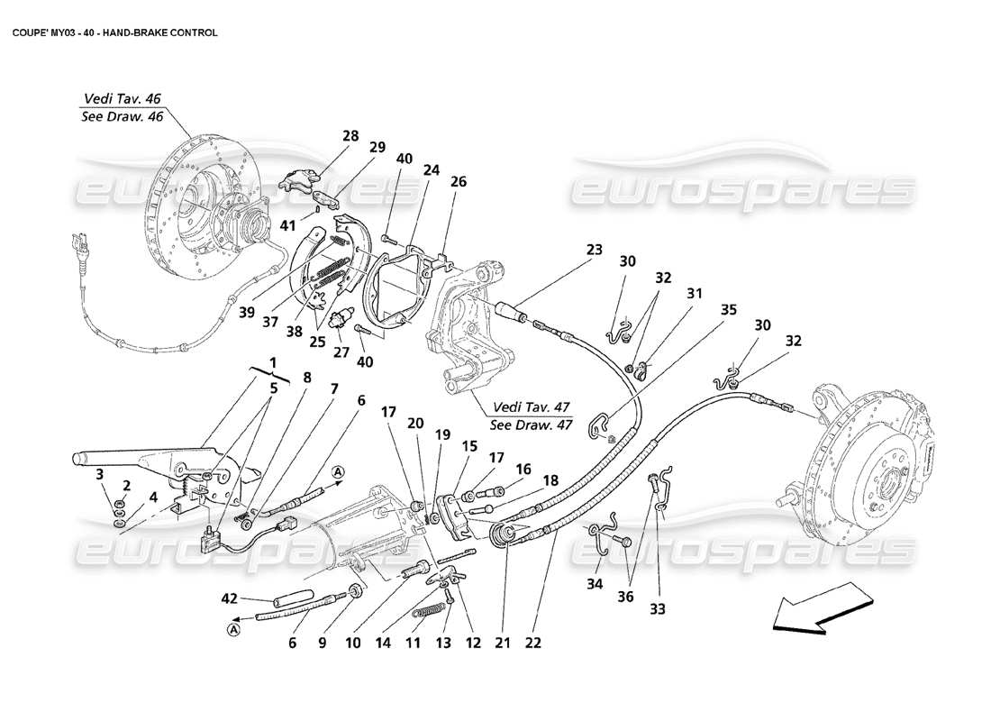 Maserati 4200 Coupé (2003) Handbremssteuerung Teilediagramm