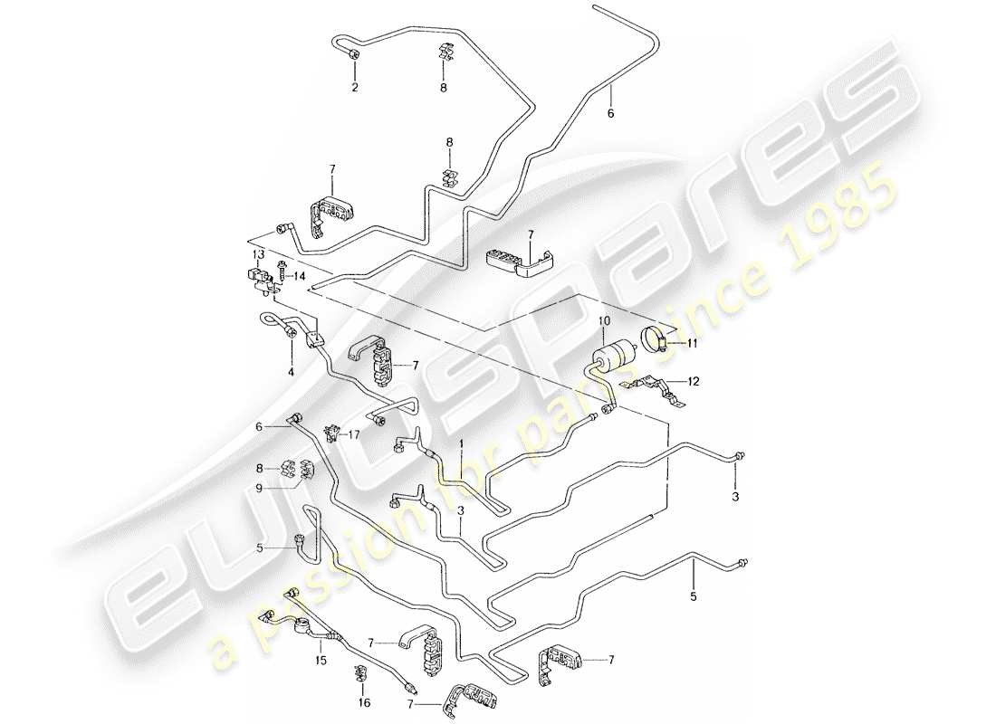 Porsche Boxster 986 (1997) Kraftstoffsystem Teildiagramm