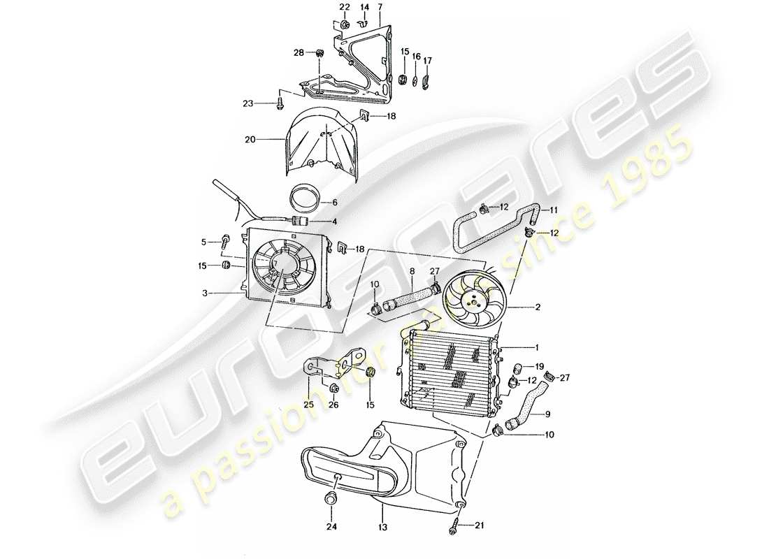 Porsche Boxster 986 (1998) Wasserkühlen Teildiagramm