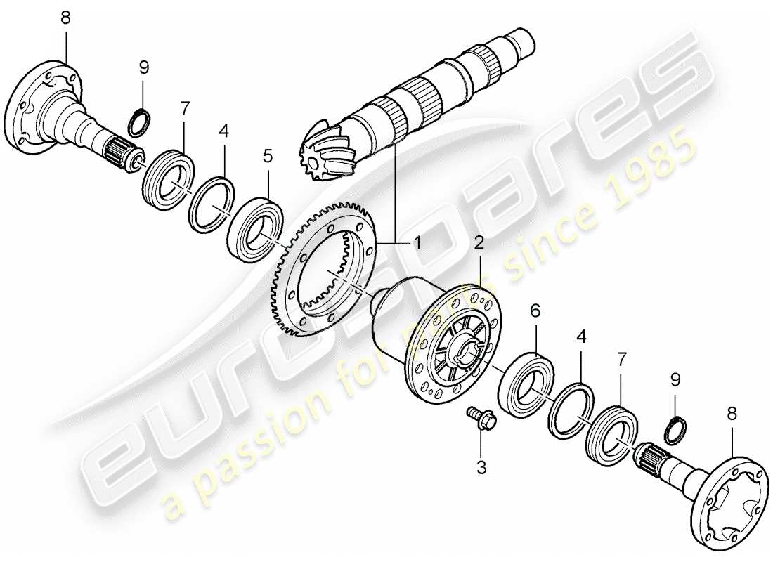 Porsche Boxster 986 (1998) DIFFERENZIAL - HINTERACHSE Teildiagramm