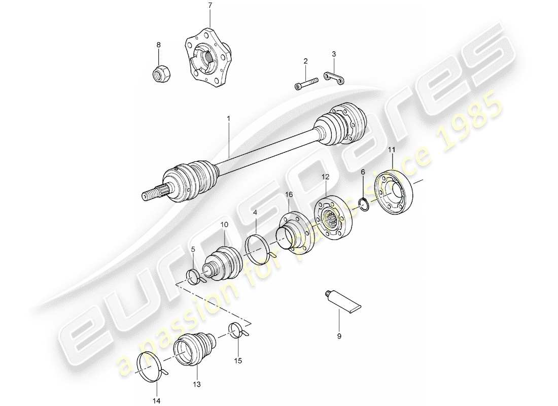 Porsche Boxster 986 (1998) ANTRIEBSWELLE – RADNABE - D - MJ 2003>> Part Diagram