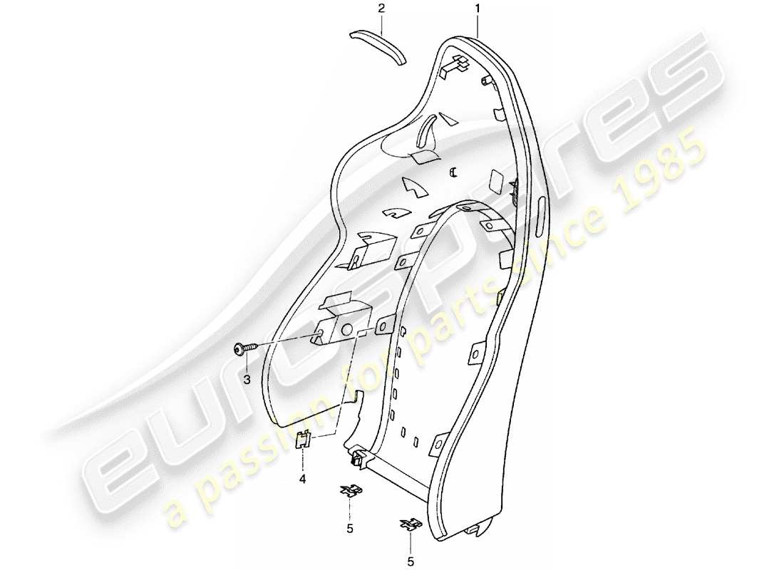 Porsche Boxster 986 (1998) RÜCKENLEHNENSCHALE - SPORTSITZ Teildiagramm