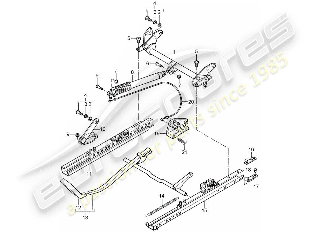 Porsche Boxster 986 (1998) SITZGESTELL - SPORTSITZ - FÜR FAHRZEUGE MIT SITZHÖHENVERSTELLUNG Teildiagramm