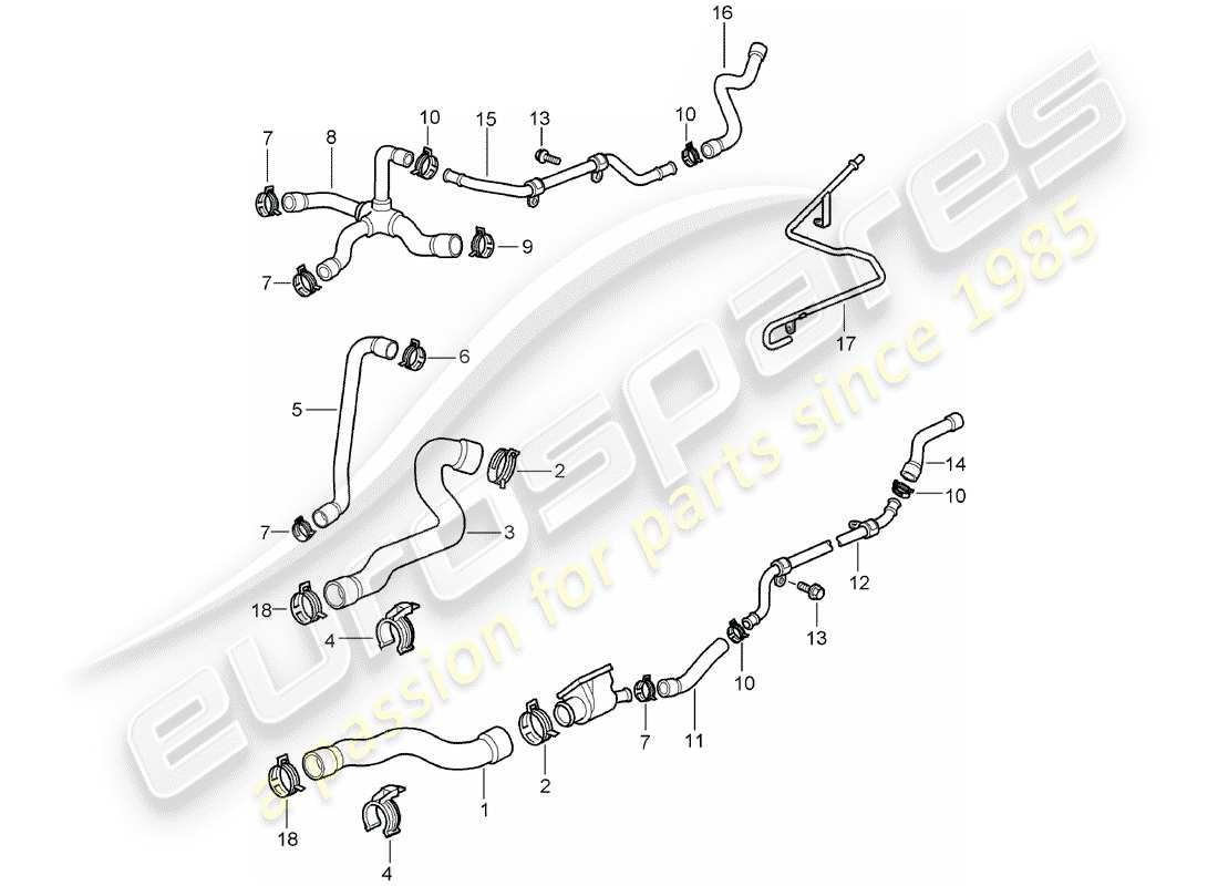 Porsche Boxster 986 (2003) Wasserkühlen Teildiagramm