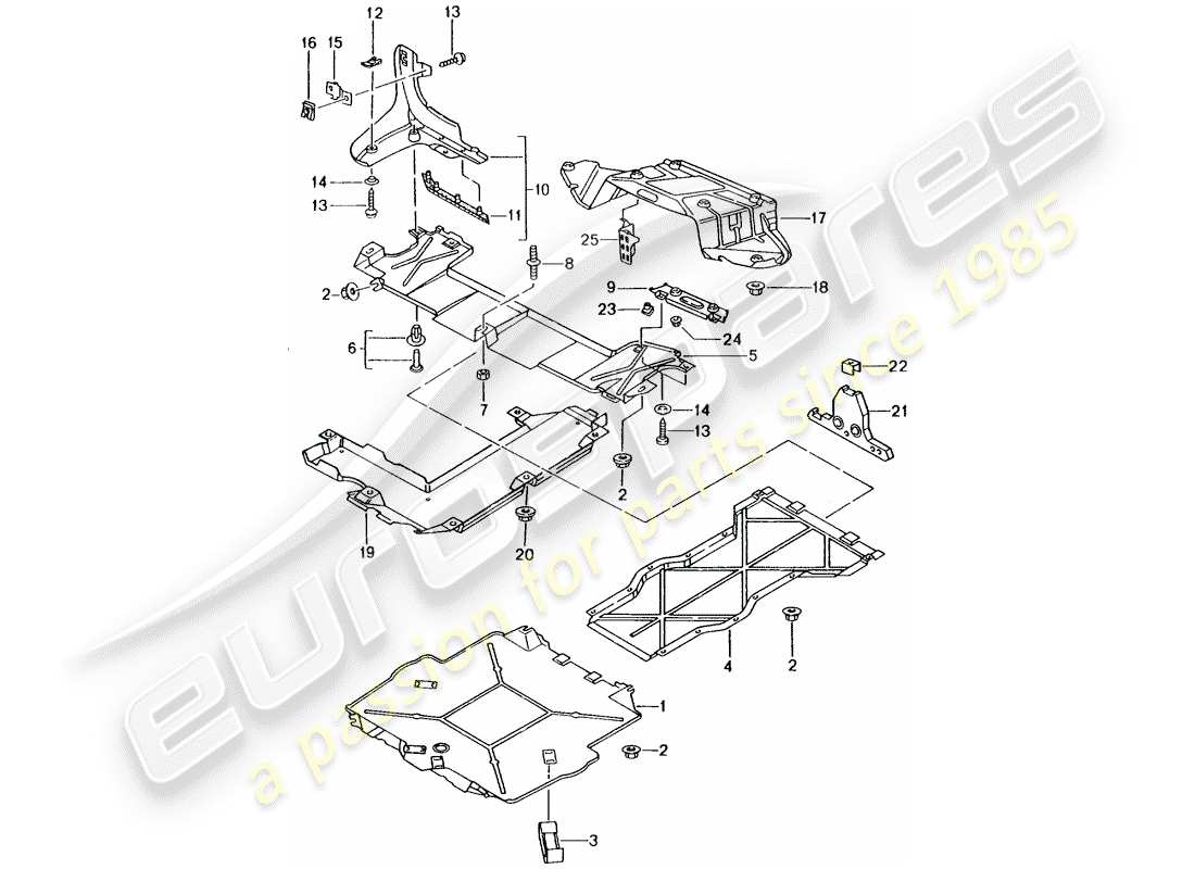 Porsche Boxster 986 (2003) UNTERBODENVERKLEIDUNG Teildiagramm