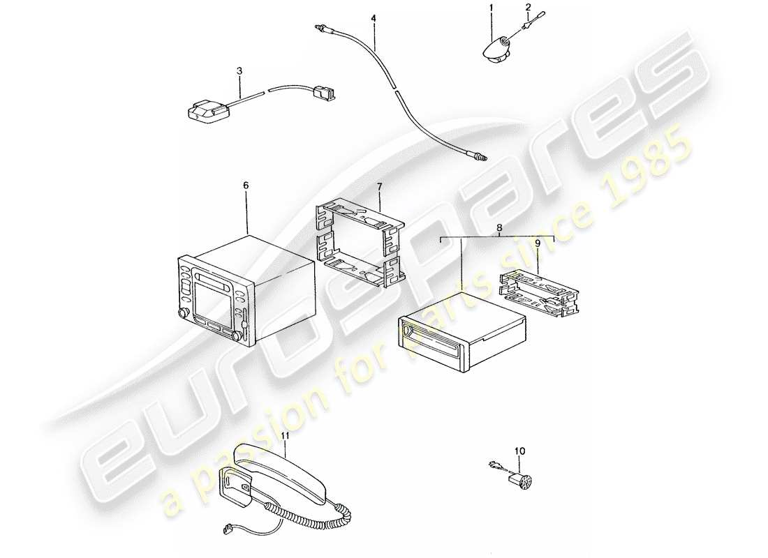 Porsche Boxster 986 (2003) NAVIGATIONSSYSTEM – UNTERSTÜTZUNGSTEIL/EMPFÄNGER – D >> – MJ 2002 Teildiagramm