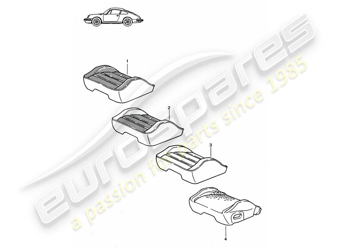 Porsche Seat 944/968/911/928 (1992) SITZBEZUG - SPORTSITZ - D - MJ 1985>> - MJ 1986 Teildiagramm