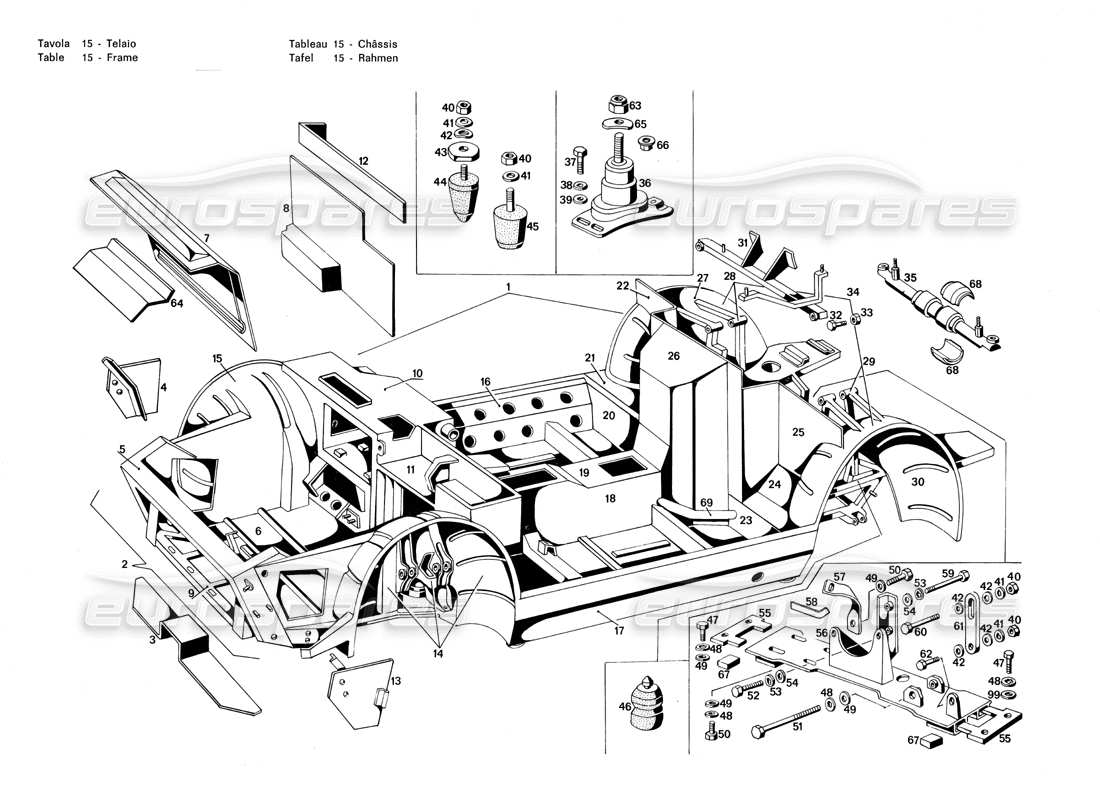 Maserati Merak 3.0 Rahmen Teilediagramm