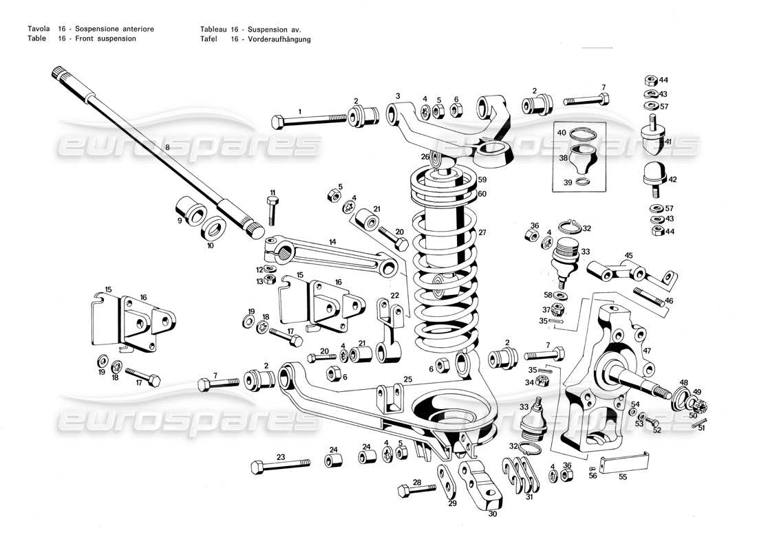 Maserati Merak 3.0 Vorderradaufhängung Teilediagramm