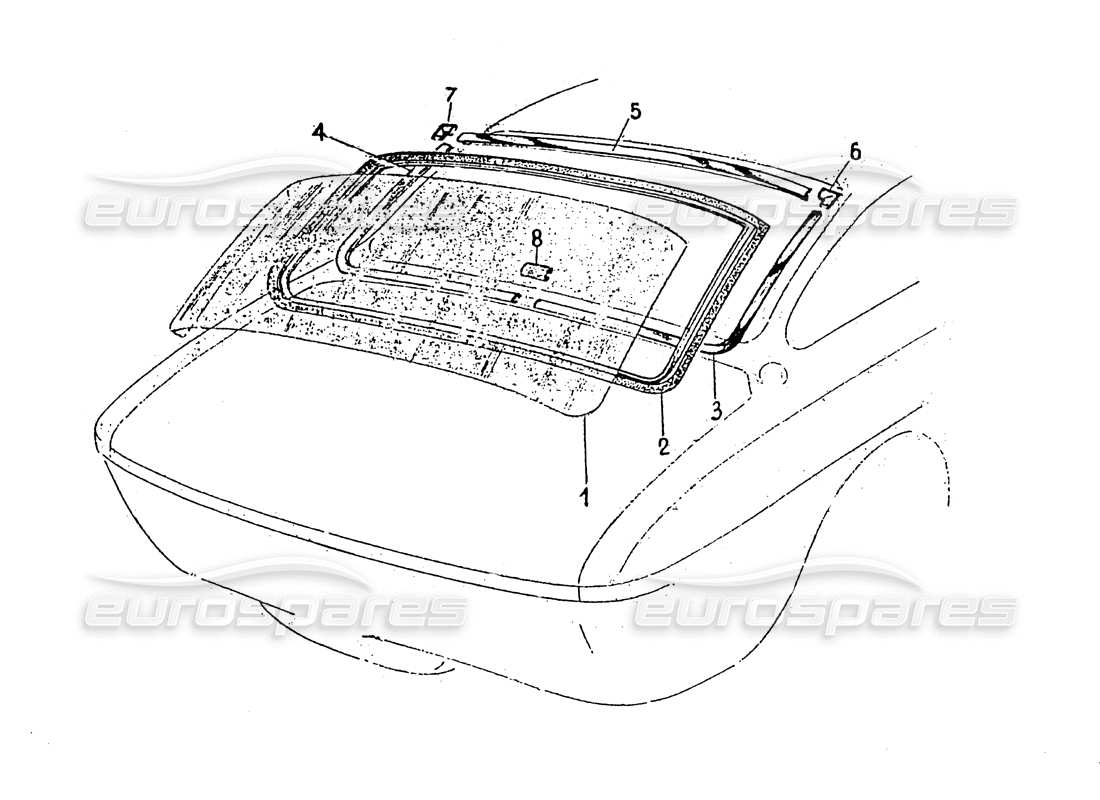 Ferrari 330 GT 2+2 (Karosserie) Heckscheibe – Verkleidungen Teilediagramm