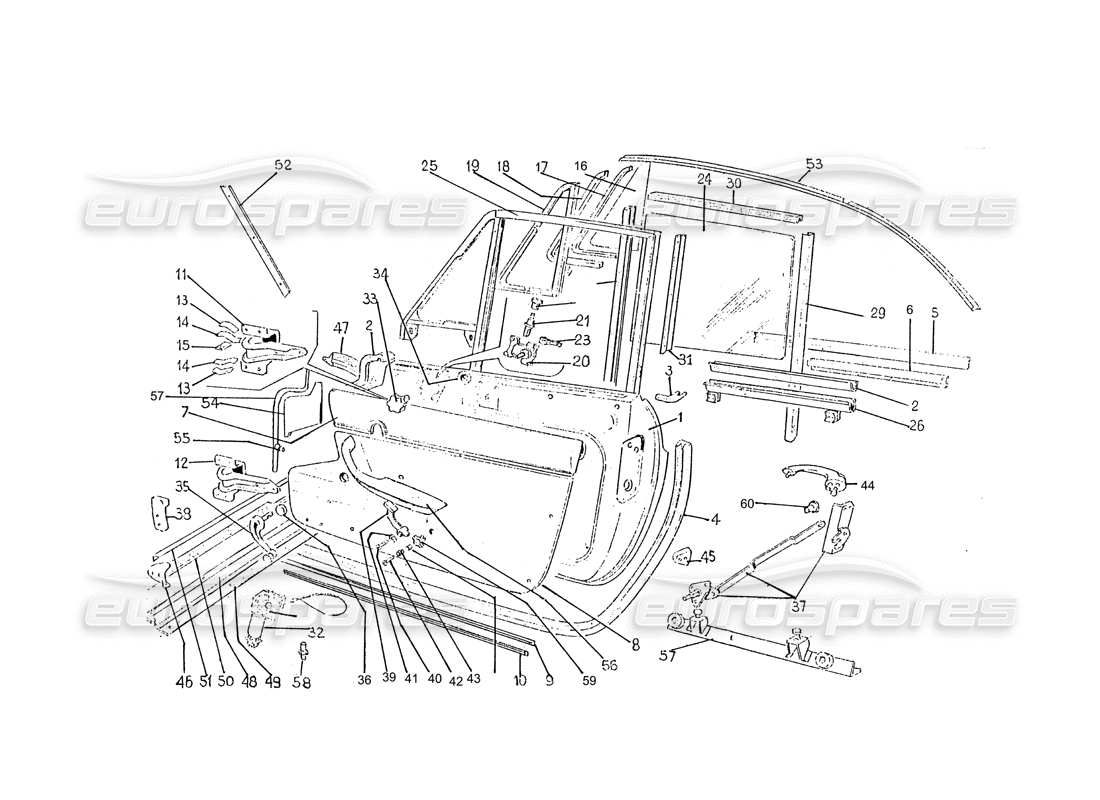 Ferrari 330 GTC / 365 GTC (Karosserie) Türen und Verkleidungen (Edizione 1, 2 und 3) Teilediagramm
