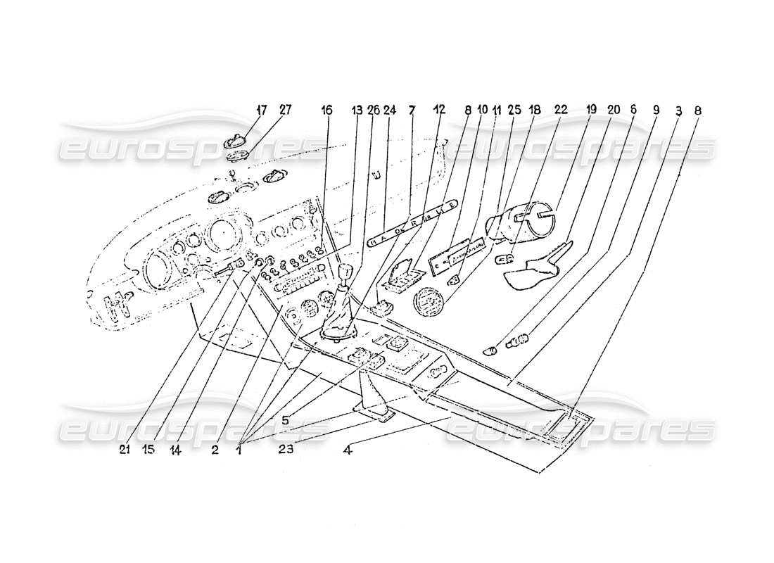 Ferrari 365 GT 2+2 (Karosseriearbeit) Interior switches - Air vents & Trim Teildiagramm