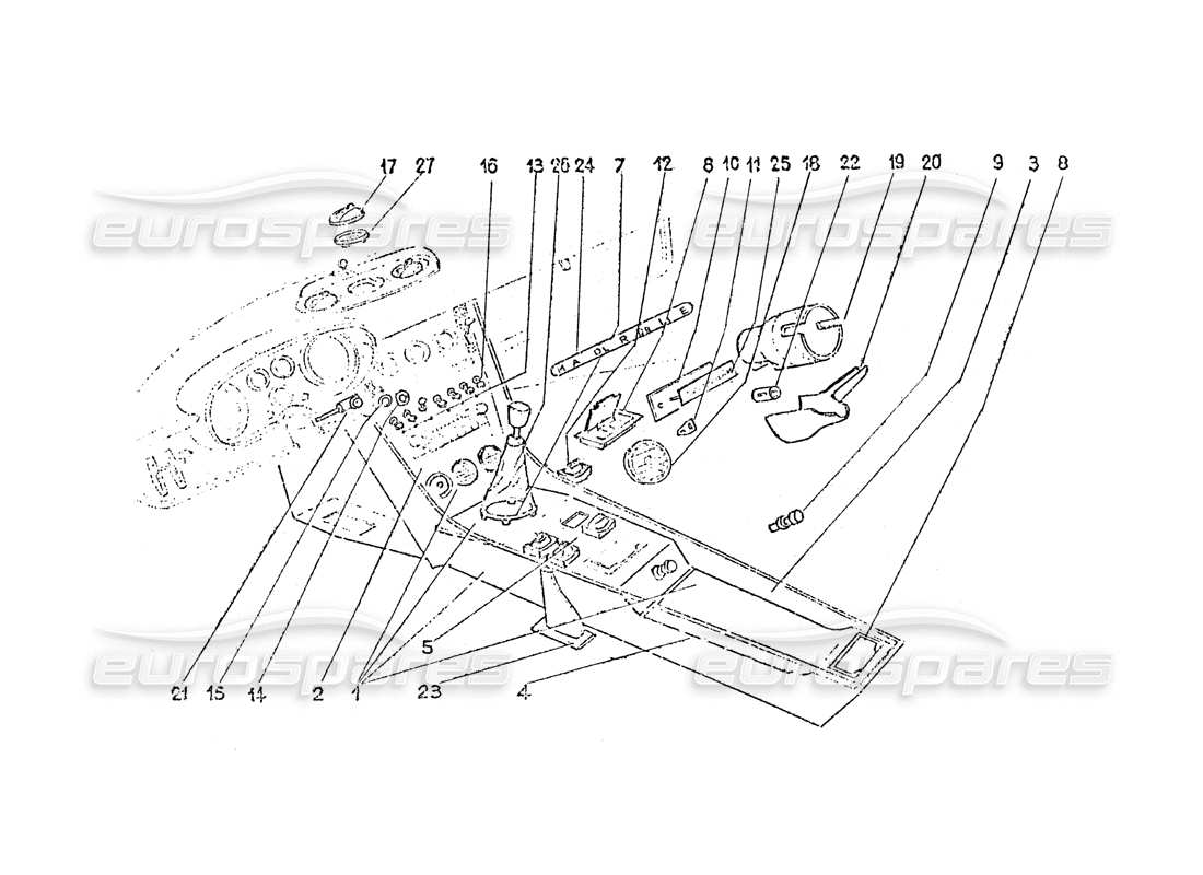 Ferrari 365 GT 2+2 (Karosseriearbeit) Interior switches - Air vents & Trim Teildiagramm