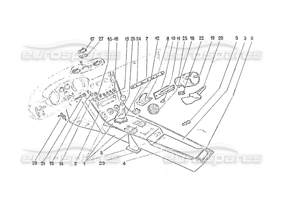 Ferrari 365 GT 2+2 (Karosserie) Interior switches - Air vents & Trim Teilediagramm